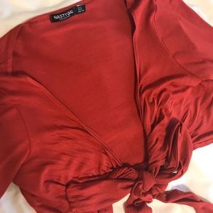 Nasty Gal tie front top